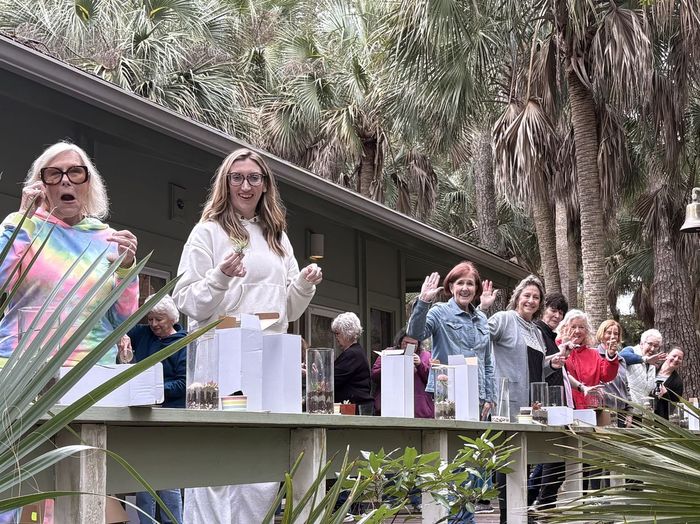 Women smiling together at the retreat