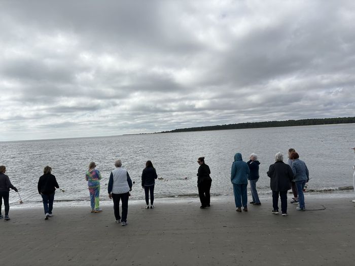 A beach walk at the women's retreat