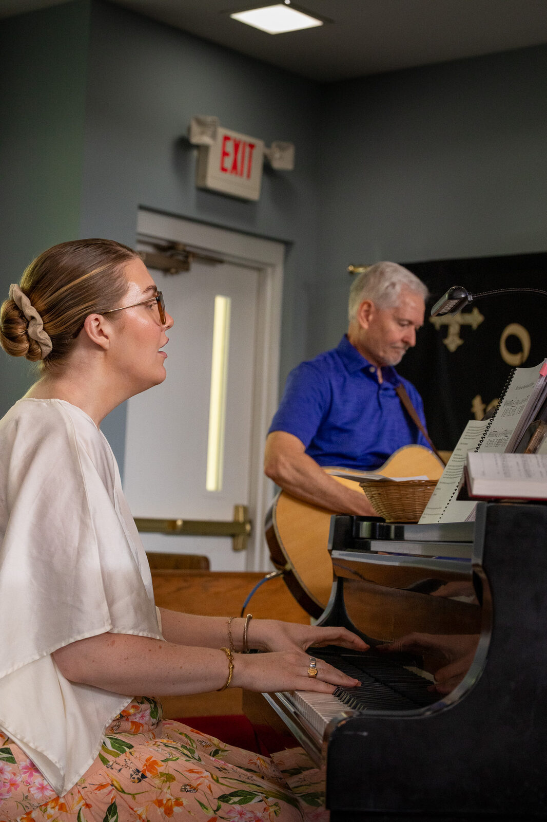 Music in worship, piano and guitar