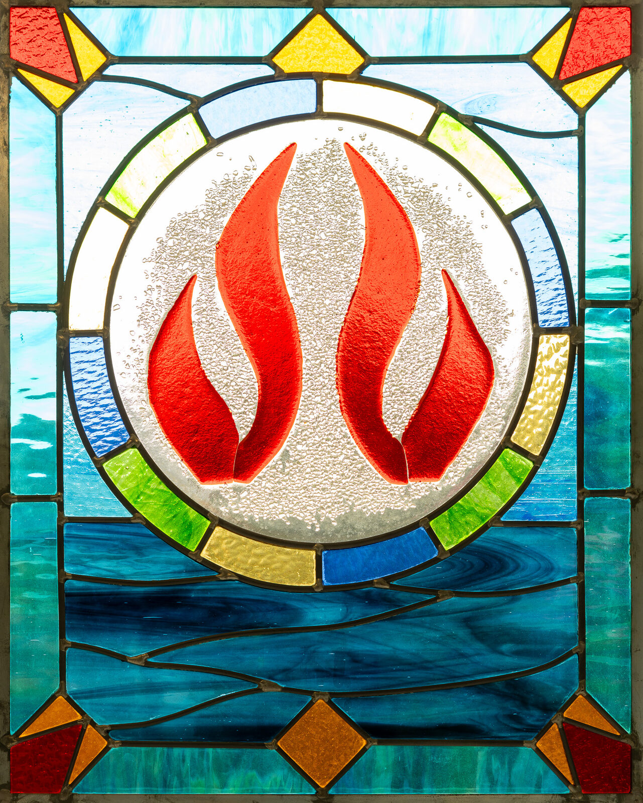 The flame stained-glass window