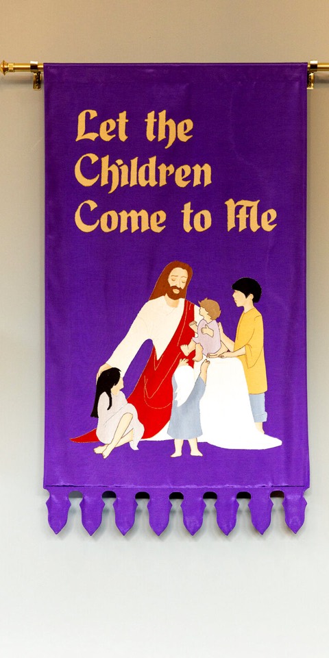 Sanctuary banner: Let the Children Come to Me